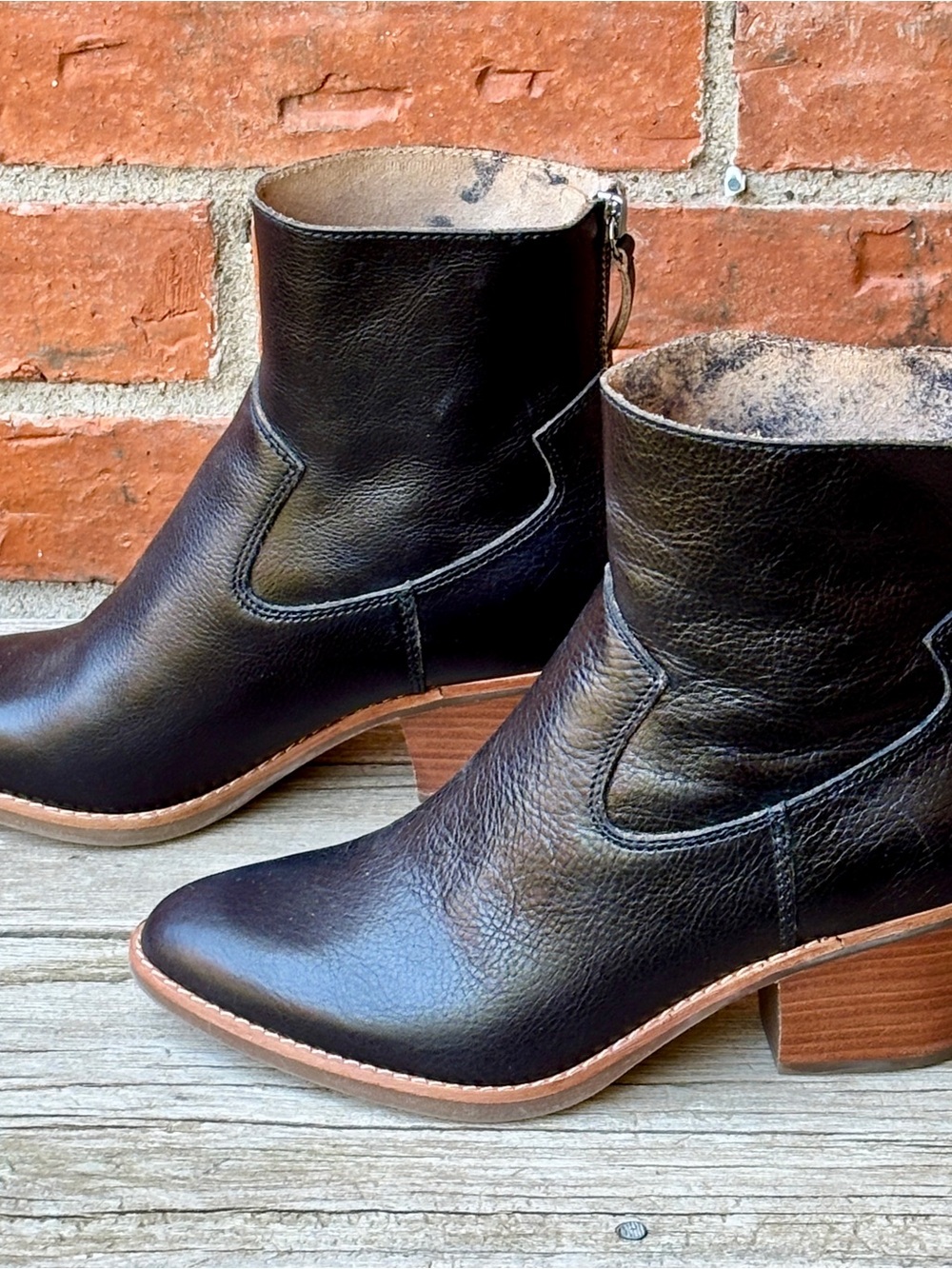 Sofft Annabell Comfort Black Leather Zip Ankle Boots Booties Sz 7.5